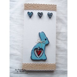 Tableau lapin couleur turquoise en céramique