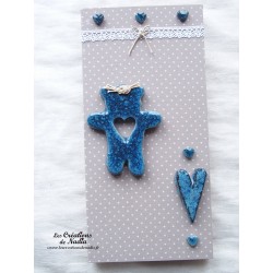 Tableau ourson bleu en céramique