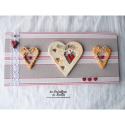 Tableau rectangulaire coeur Liesel en céramique couleur biscuit