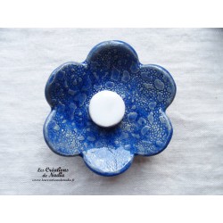 Poppies fleur en céramique pour les jardinières, grand modèle, couleur bleu outremer et blanc