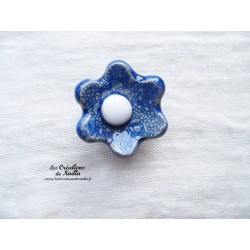Poppies fleur en céramique pour les jardinières, petit modèle, couleur bleu outremer et blanc