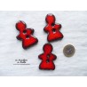 Bouton grand maïdele en céramique, couleur rouge pomme d'amour