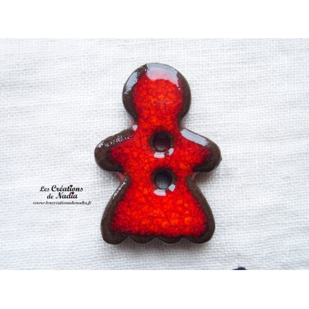 Bouton grand maïdele en céramique, couleur rouge pomme d'amour Bouton grand maïdele en céramique, couleur rouge pomme d'amour