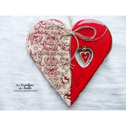 Coeur Hansi couleur rot und wiss à suspendre, impression Alsace numéro 2