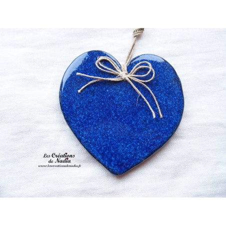 Coeur en céramique Augustine, couleur bleu nuit, à suspendre Coeur en céramique Augustine, couleur bleu nuit, à suspendre