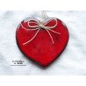Coeur Augustine, couleur rouge pomme d'amour, en céramique, à accrocher
