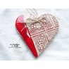 Coeur en céramique Liesel couleur rot und wiss, impression rosace