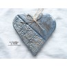 Coeur Liesel en céramique, bleu gris métal, impression Alsace