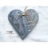 Coeur Liesel bleu gris métal, impression pommes de pin