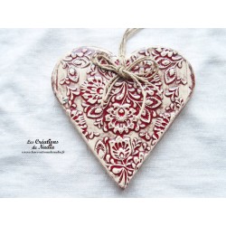 Coeur Liesel, rot und wiss, impression damassé