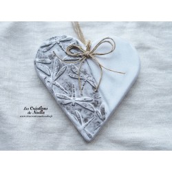 Coeur Liesel elsass café et blanc glacé, impression libelules en céramique