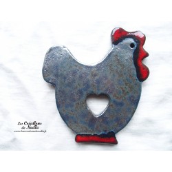 Dessous de plat poule grise en poterie