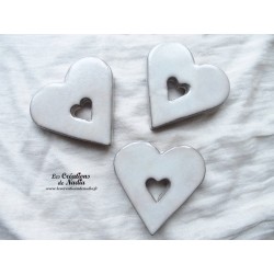 Coeur dessous de plat en céramique marron givré