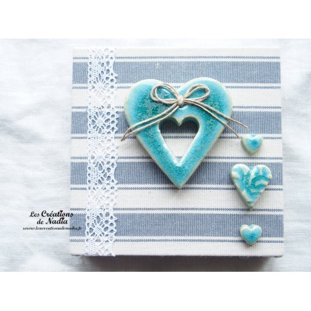 Tableau coeur Kateka bleu en céramique