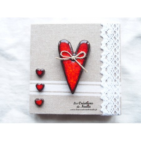 Tableau coeur allongé rouge en céramique Tableau coeur allongé rouge en céramique