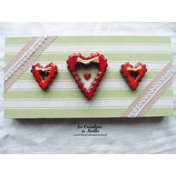Tableau coeur rouge en céramique