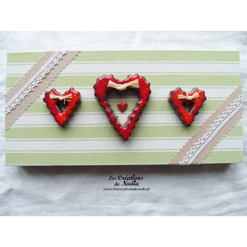 Tableau coeur rouge en céramique