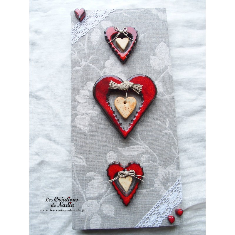 Tableau coeur Liesel en céramique couleur rouge pomme d'amour