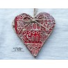 Coeur en faïence couleur rot und wiss, impression Alsace, à suspendre