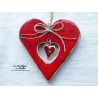 coeur en céramique Liesel couleur rot und wiss,  à suspendre