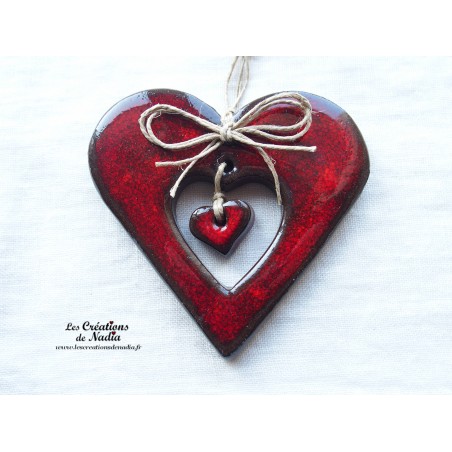 Coeur Liesel couleur rouge pomme d'amour en poterie, à accrocher Coeur Liesel couleur rouge pomme d'amour en poterie, à accrocher