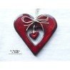 Coeur Liesel couleur rouge pomme d'amour en poterie, à accrocher