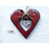Coeur Liesel en poterie couleur rouge pomme d'amour, à suspendre