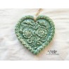Coeur Springerlé couleur vert bouteille, impression oiseaux et fleurs