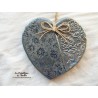 Coeur Augustine en poterie, couleur bleu gauloise, à accrocher