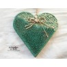 Coeur Liesel vert vert bouteille,impression fine dentelle en poterie à accrocher