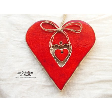 Coeur en faïence rot und wiss, céramique d'Alsace à suspendre Coeur en faïence rot und wiss, céramique d'Alsace à suspendre