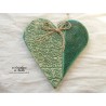 Coeur en céramique Hansi vert bouteille, impression roses anciennes, à suspendre Coeur en céramique Hansi vert bouteille, impression roses anciennes, à suspendre