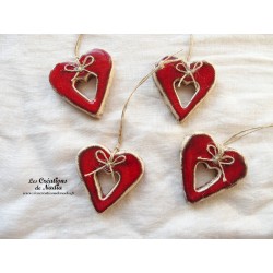 Coeur Katele en céramique, couleur rot und wiss, à suspendre