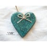Coeur Katele en céramique, couleur vert émeraude, à suspendre