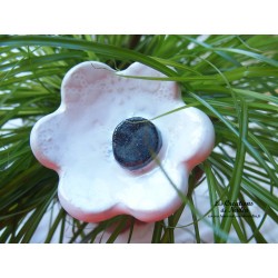 Poppies fleurs en céramique pour les jardinières, série de trois fleurs couleur blanc et gris métal