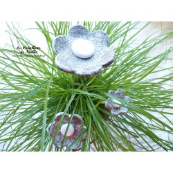 Poppies fleurs en céramique pour les jardinières, série de trois fleurs couleur Elsass café et blanc