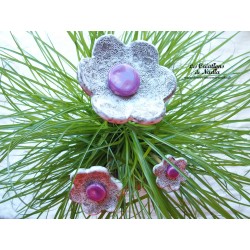 Poppies fleurs en céramique pour les jardinières, série de trois fleurs elsass café