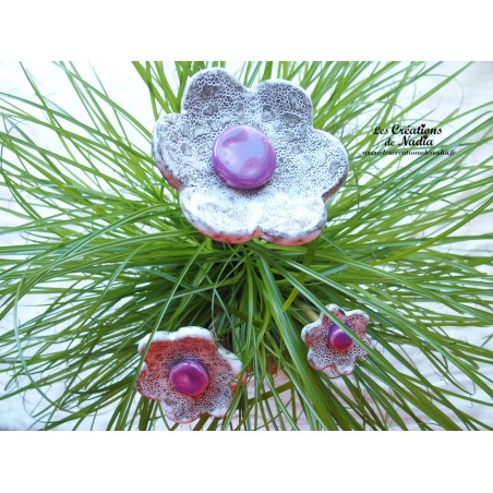 Poppies fleurs en céramique pour les jardinières, série de trois fleurs elsass café