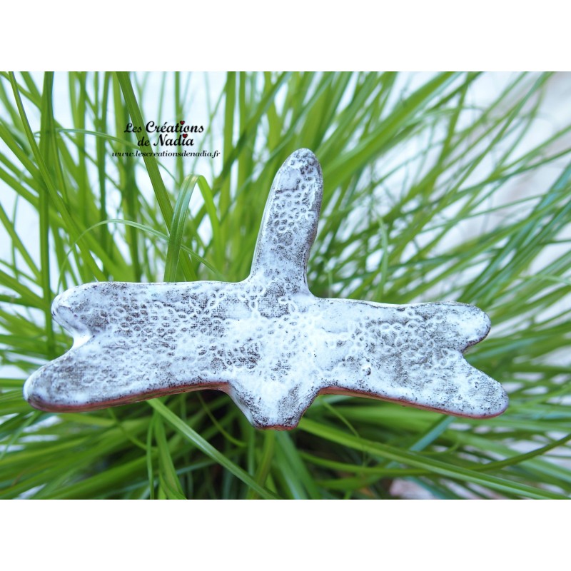 Libellule en céramique pour les jardins et jardinières, couleur Elsass café