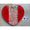 Coeur en céramique Joséphine, couleur rot und wiss, impression rosace Coeur en céramique Joséphine, couleur rot und wiss, impression rosace
