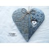 Coeur en céramique Hansi bleu gris métal, impression Alsace