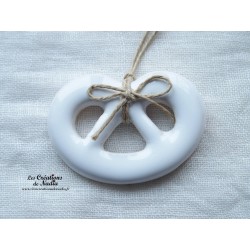 Mini bretzel en céramique, couleur blanc