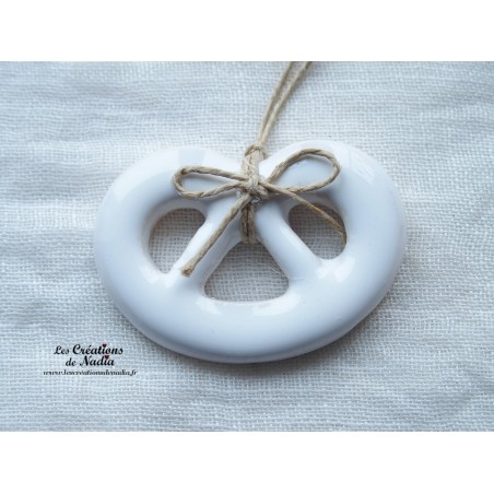 Mini bretzel en céramique, couleur blanc