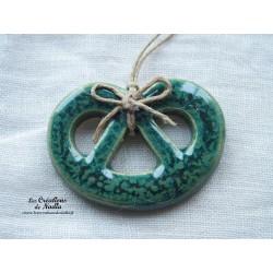 Mini bretzel en céramique, couleur vert bouteille