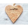 Coeur Liesel vanille en céramique, impression fine dentelle, à accrocher