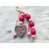 Grigri bijoux de sac, porte clés coeur parme