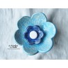 Fleur en céramique poppie pour les jardins, taille XL, couleur bleu lagon et bleu outremer
