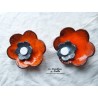 Fleur en céramique poppies taille XXL, couleur orange et gris métal