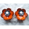 Fleur en céramique poppie pour les jardins, taille XL, couleurs orange et gris métal