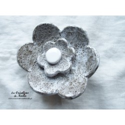 Fleur en céramique poppie pour les jardins, taille XL, couleurs elsass café